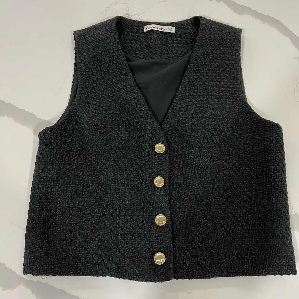 Abercrombie & Fitch Black Button Down Vest